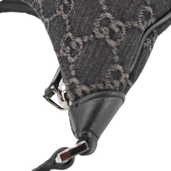 Gucci  Horsebit Slim Small GG Monogram Denim Hobo Shoulder Bag Black 774719 - Picture 5 of 11